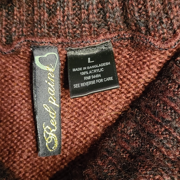 Burgundy Rib-Knit style mini dress with belt. Large. - Picture 4 of 4